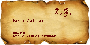 Kola Zoltán névjegykártya